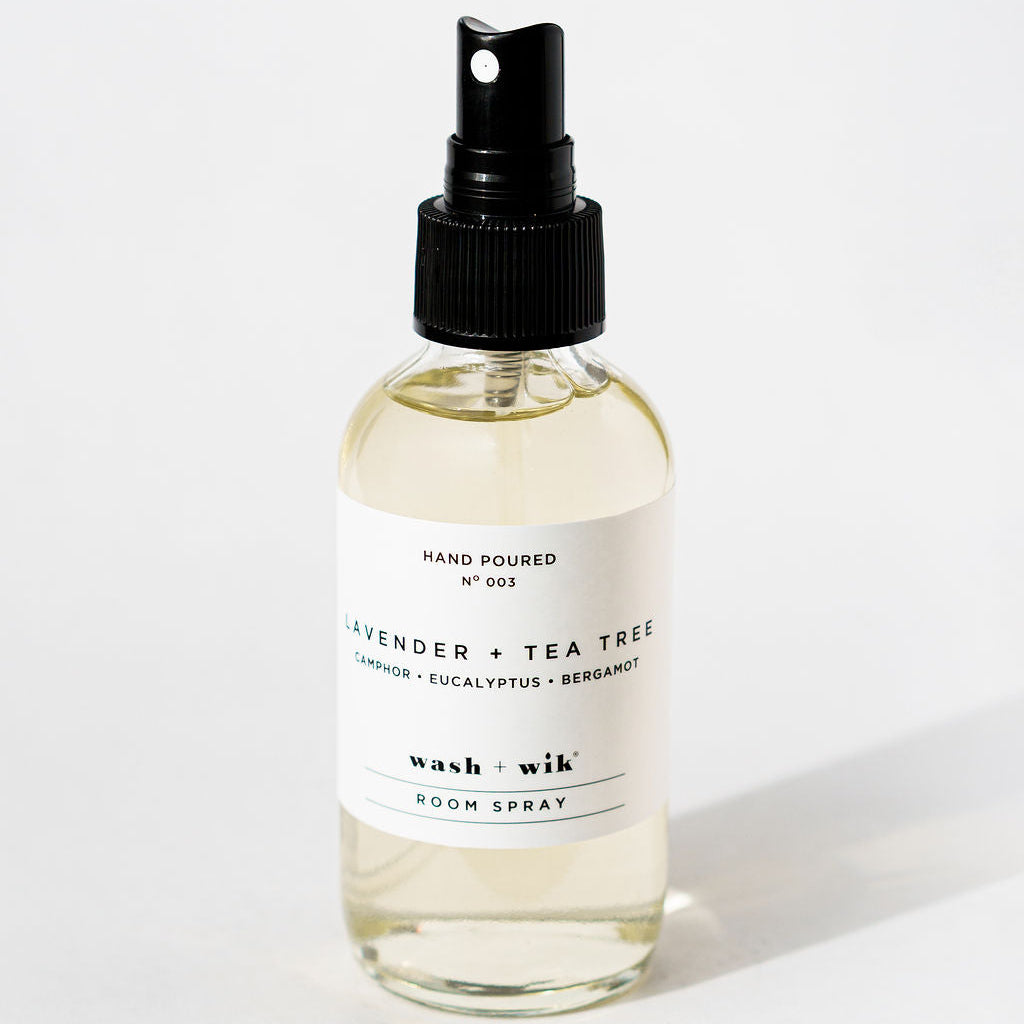 Room spray bottle with label on a white background