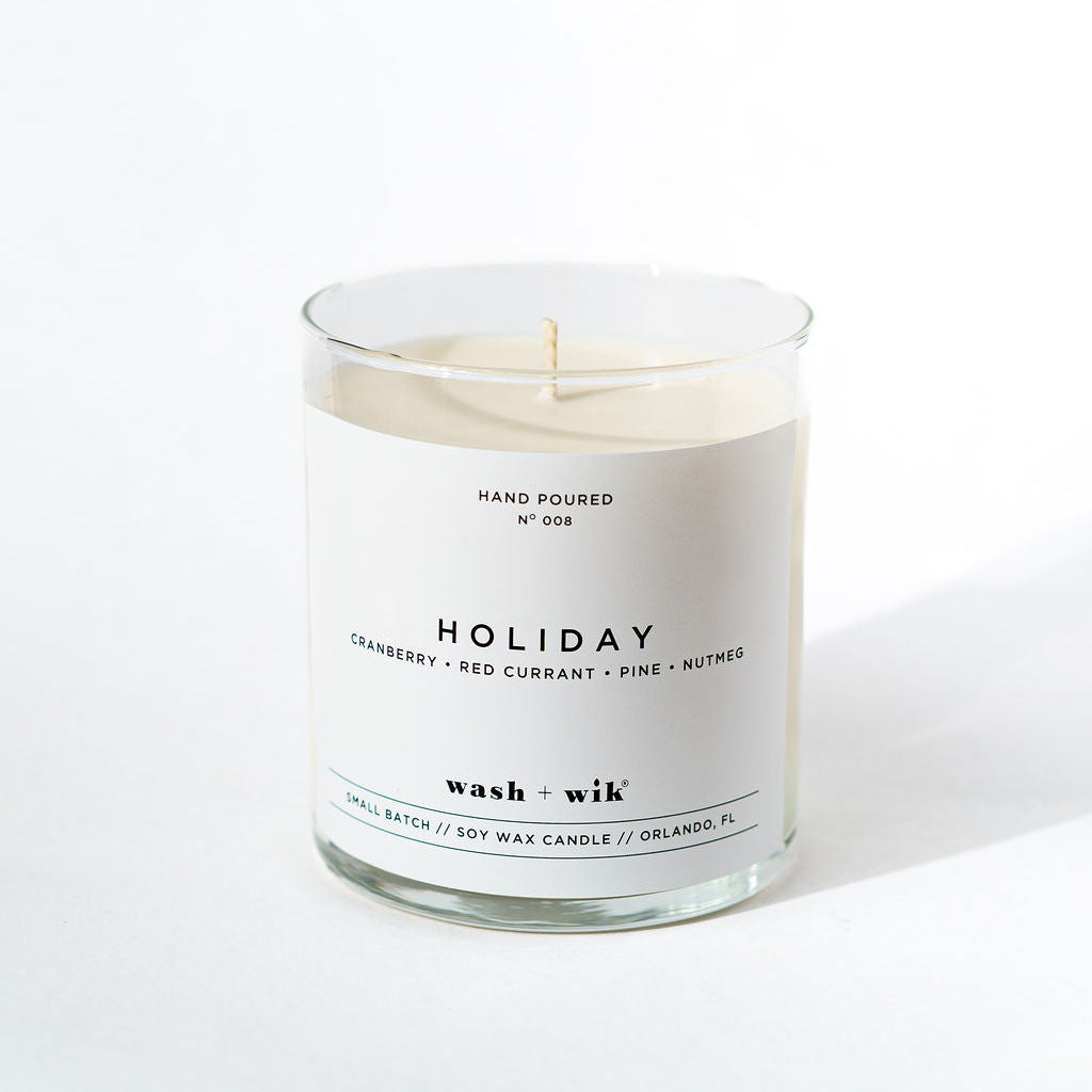 Candle with a white label on a white background