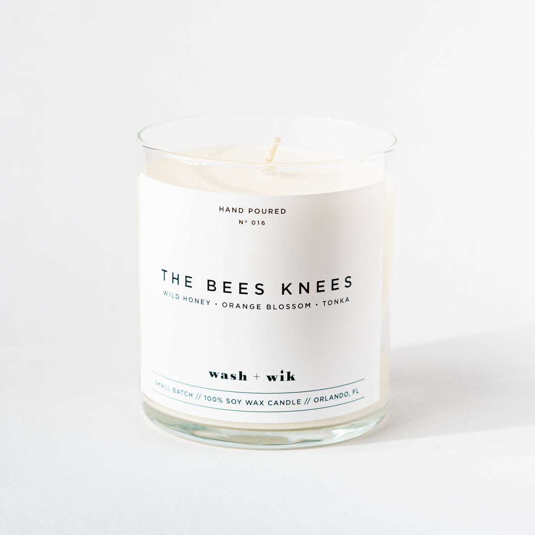 Candle with a white label on a white background