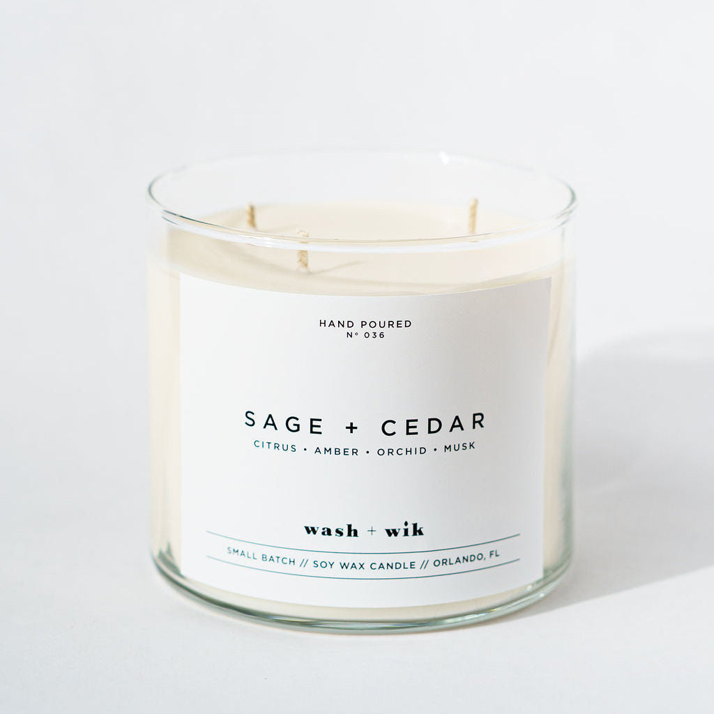 Scented candle labeled &