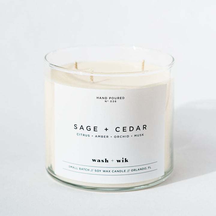Scented candle labeled &
