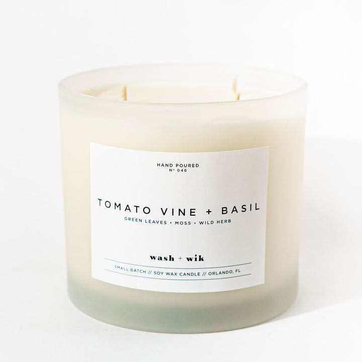 Candle with a label on a white background