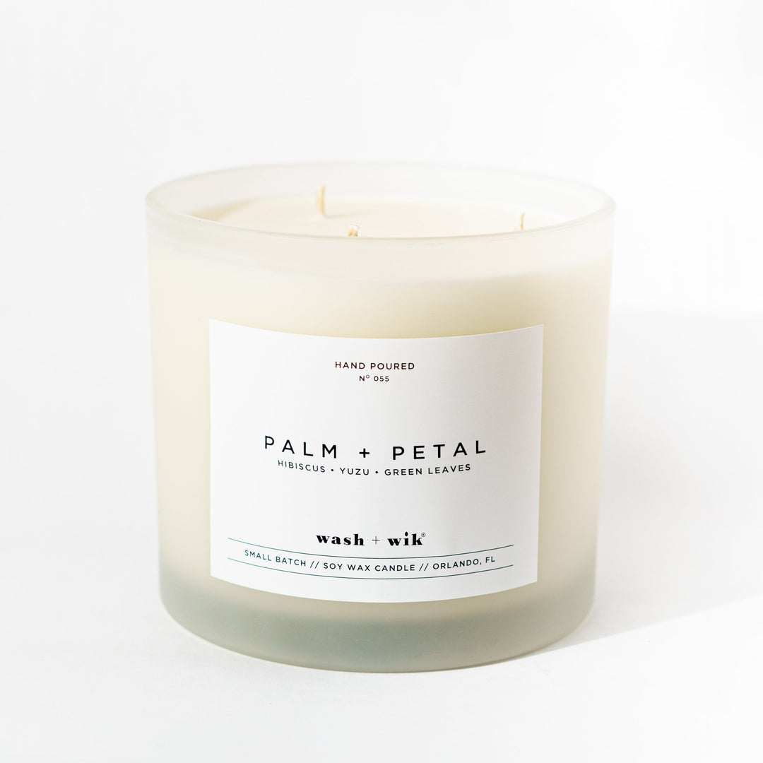 Large 3 Wick Candle with a white background 