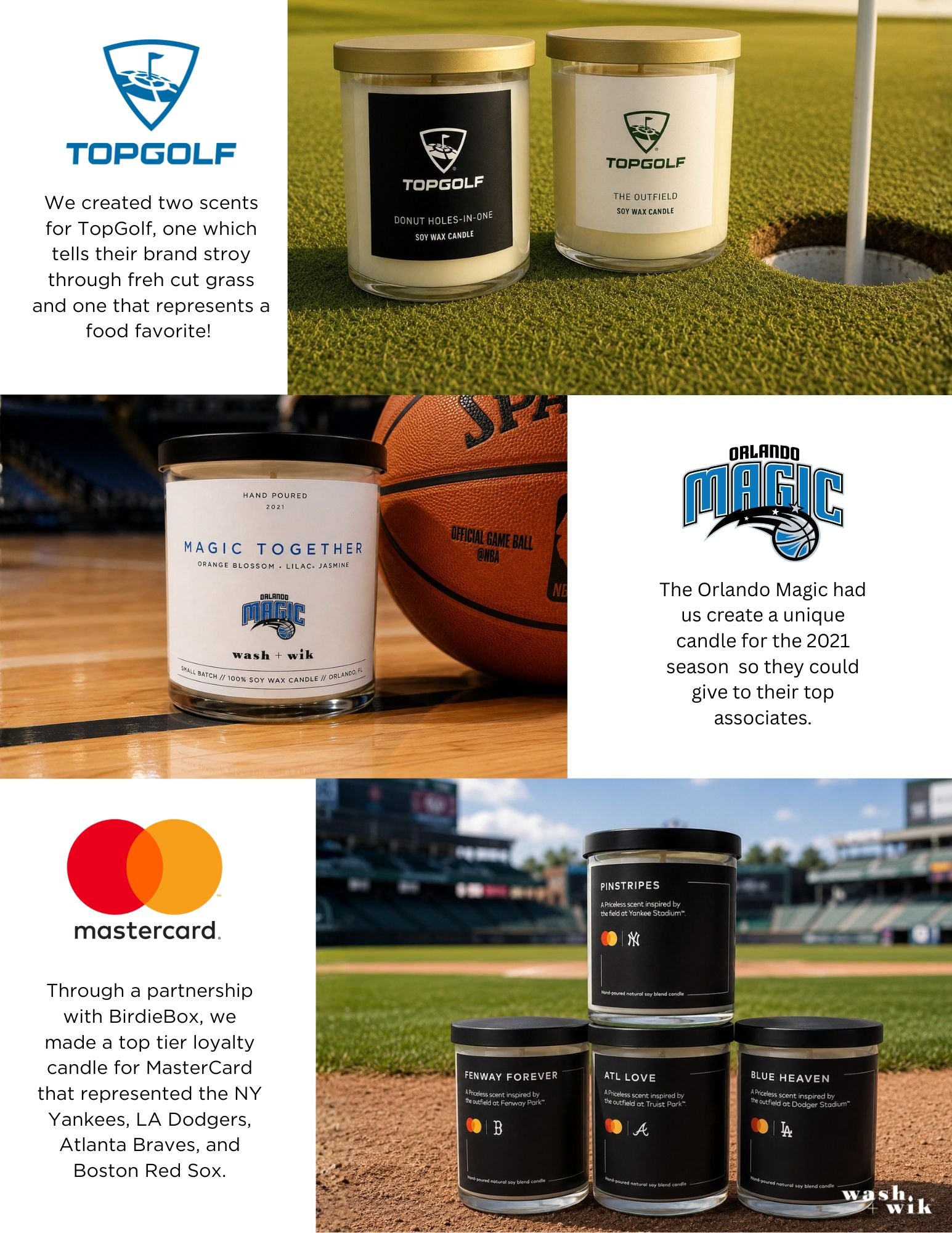 A promotional collage of custom made candles