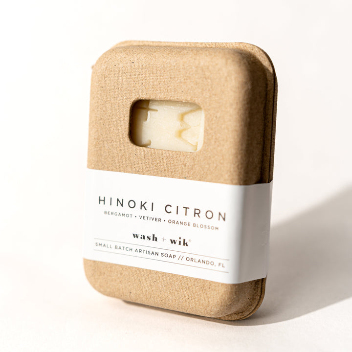 White soap in eco friendly package
