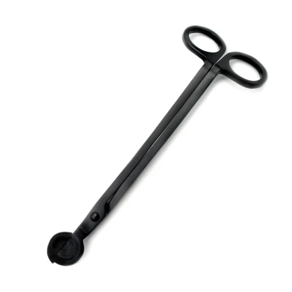 A black metal handle with two holes in it.