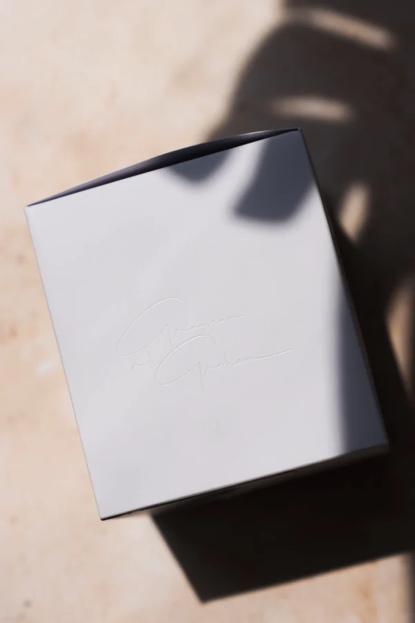 A white box sitting on top of the floor.